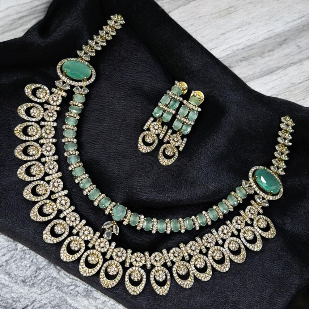Sona Covering Gold Plated American Diamond Necklace Set