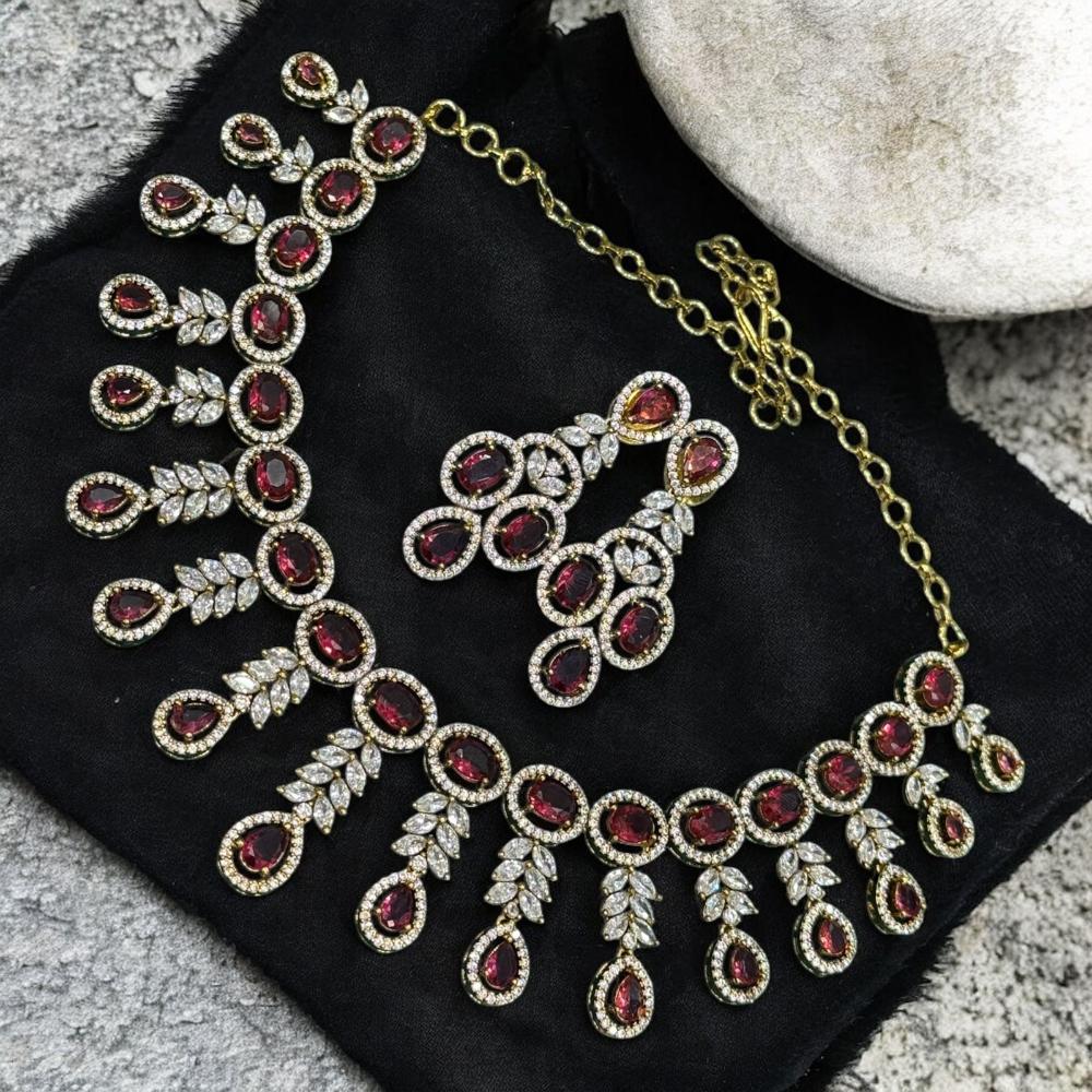 Sona Covering Gold Plated American Diamond Necklace Set