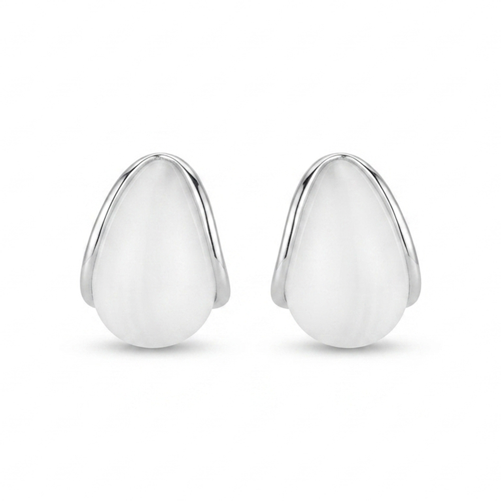 Urthn Premium White Marble Rasin TearDrop Stud Earrings for Women (Pack Of 3)