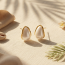 Urthn Premium White Marble Rasin TearDrop Stud Earrings for Women 