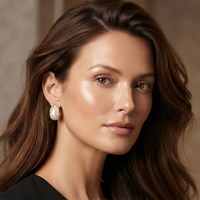 Urthn Premium White Marble Rasin TearDrop Stud Earrings for Women (Pack Of 3)
