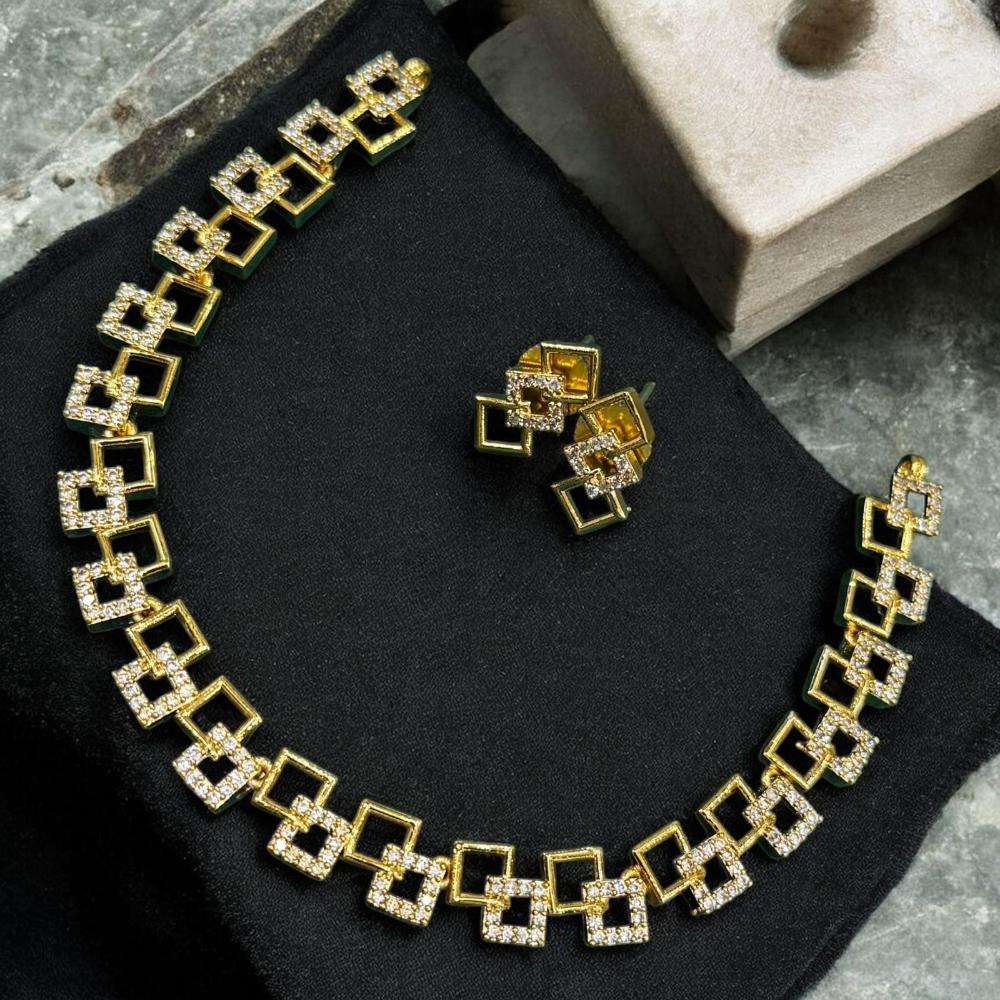 Sona Covering Gold Plated Austrian Stone Necklace Set