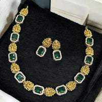Sona Covering Gold Plated Austrian Stone Temple Necklace Set