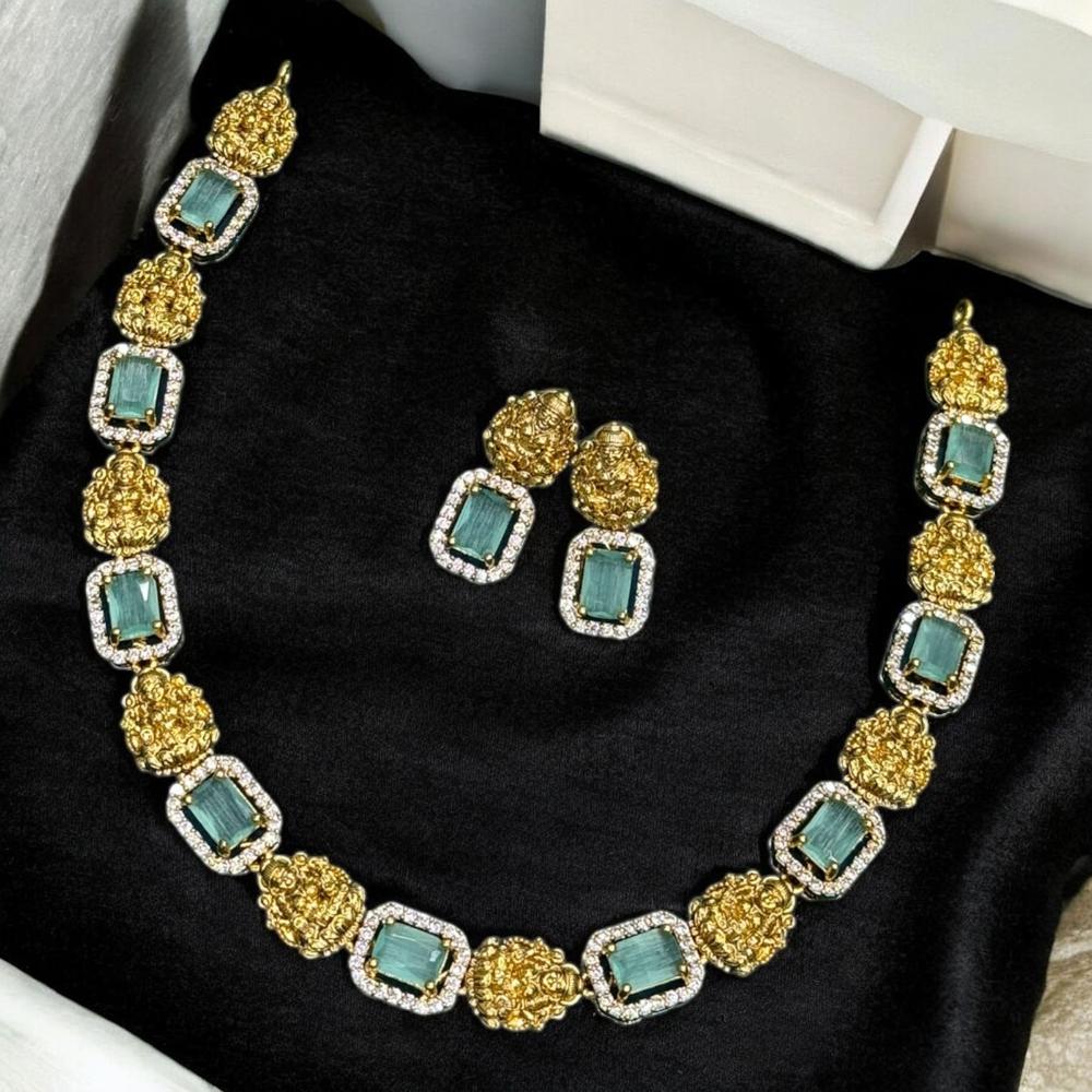 Sona Covering Gold Plated Austrian Stone Temple Necklace Set
