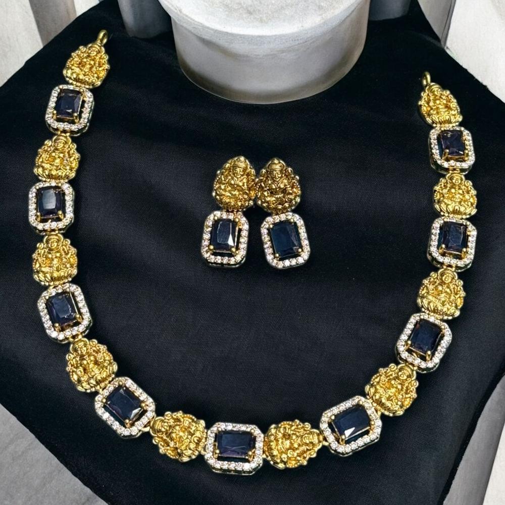 Sona Covering Gold Plated Austrian Stone Temple Necklace Set