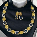 Sona Covering Gold Plated Austrian Stone Temple Necklace Set