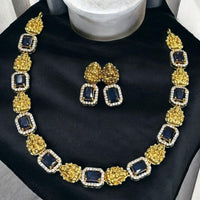 Sona Covering Gold Plated Austrian Stone Temple Necklace Set
