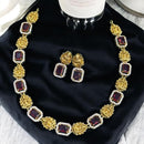 Sona Covering Gold Plated Austrian Stone Temple Necklace Set