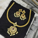 Sona Covering Gold Plated Pota Stone And Pearl Necklace Set