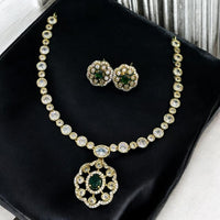 Sona Covering Ethnic Gold Plated Crystal Stone Necklace Set