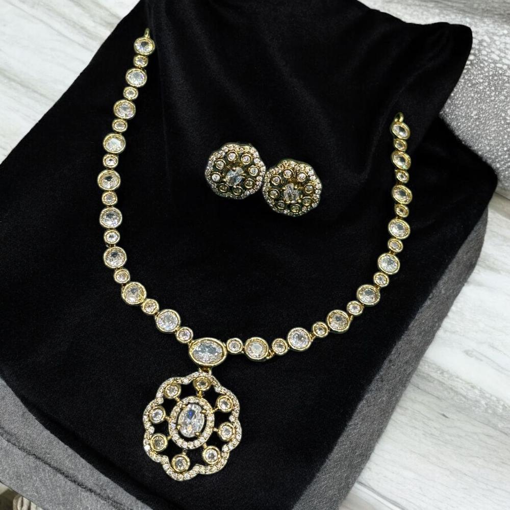 Sona Covering Ethnic Gold Plated Crystal Stone Necklace Set