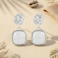 Urthn Unique White Marble Dangler Earrings for Women Stylish Casual, Party & Festive Wear Jewellery