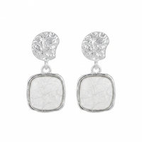 Urthn Unique White Marble Dangler Earrings for Women Stylish Casual, Party & Festive Wear Jewellery(Pack Of 3)