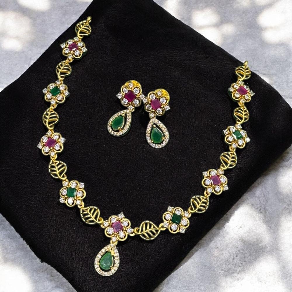 Sona Covering Gold Plated Austrian Stone Necklace Set