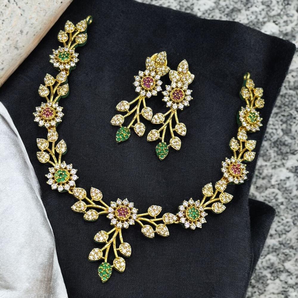 Sona Covering Gold Plated Austrian Stone Necklace Set