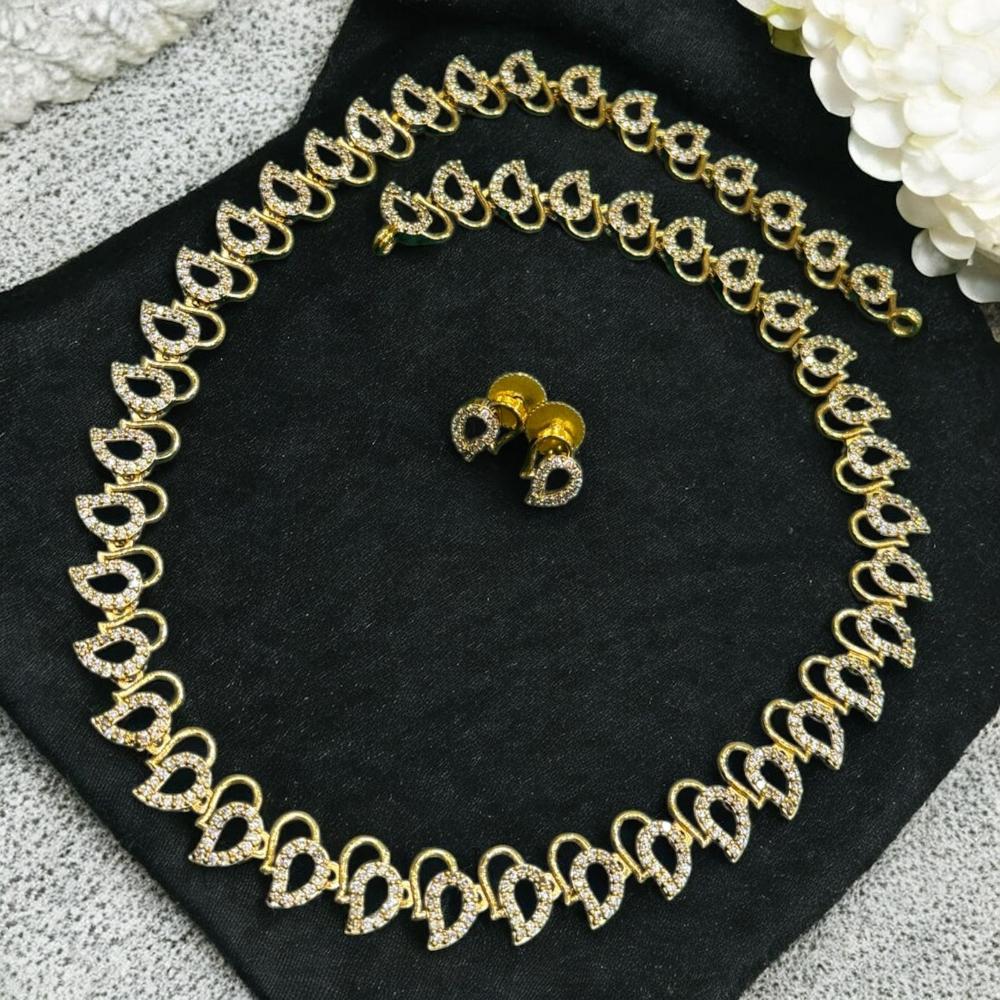 Sona Covering Gold Plated Austrian Stone Long Necklace Set