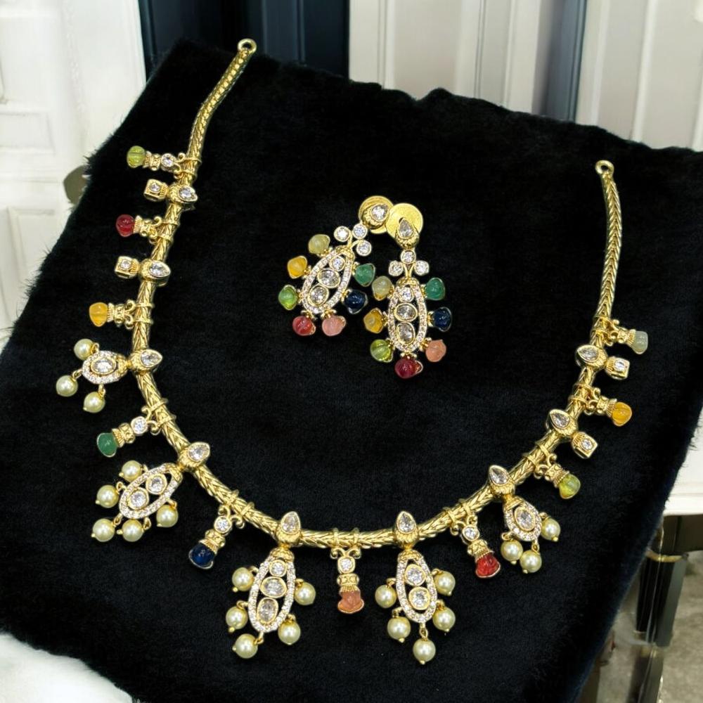 Sona Covering Gold Plated Austrian Stone Necklace Set