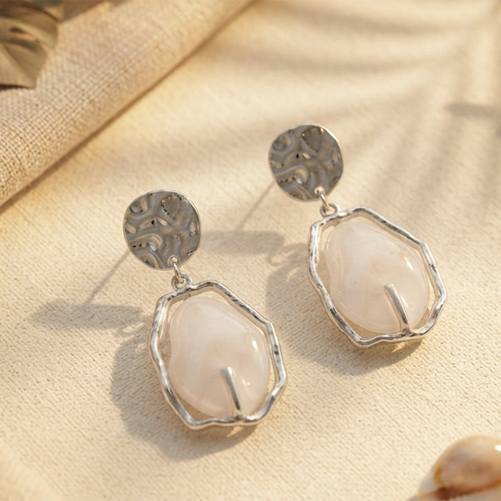 Urthn Trendy Ethnic White Marble Rasin Dangler Earrings for Women  Wedding & Festive Wear Jewellery