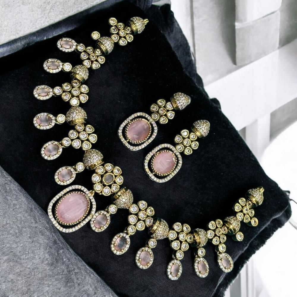 Sona Covering Gold Plated Austrian Stone Necklace Set