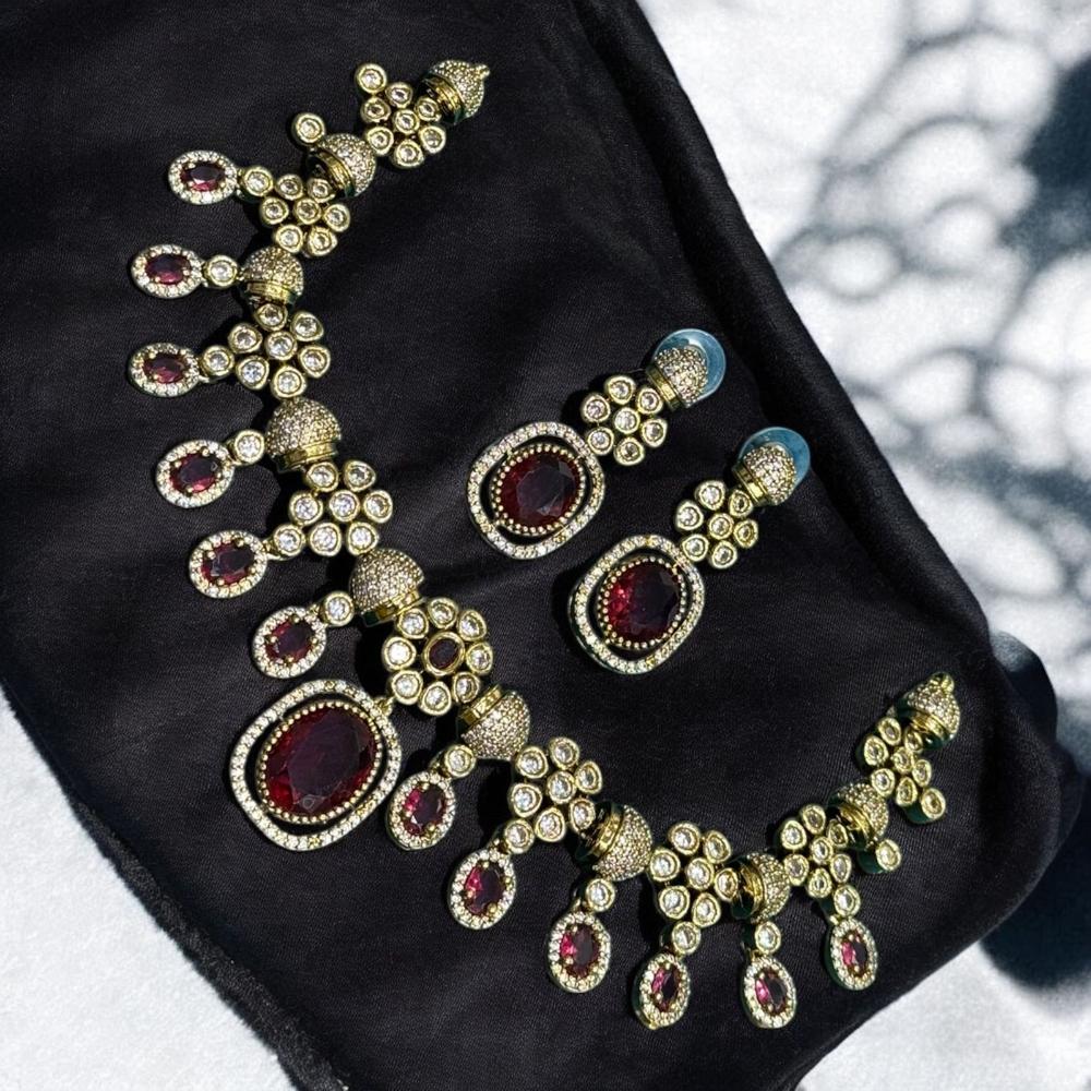 Sona Covering Gold Plated Austrian Stone Necklace Set