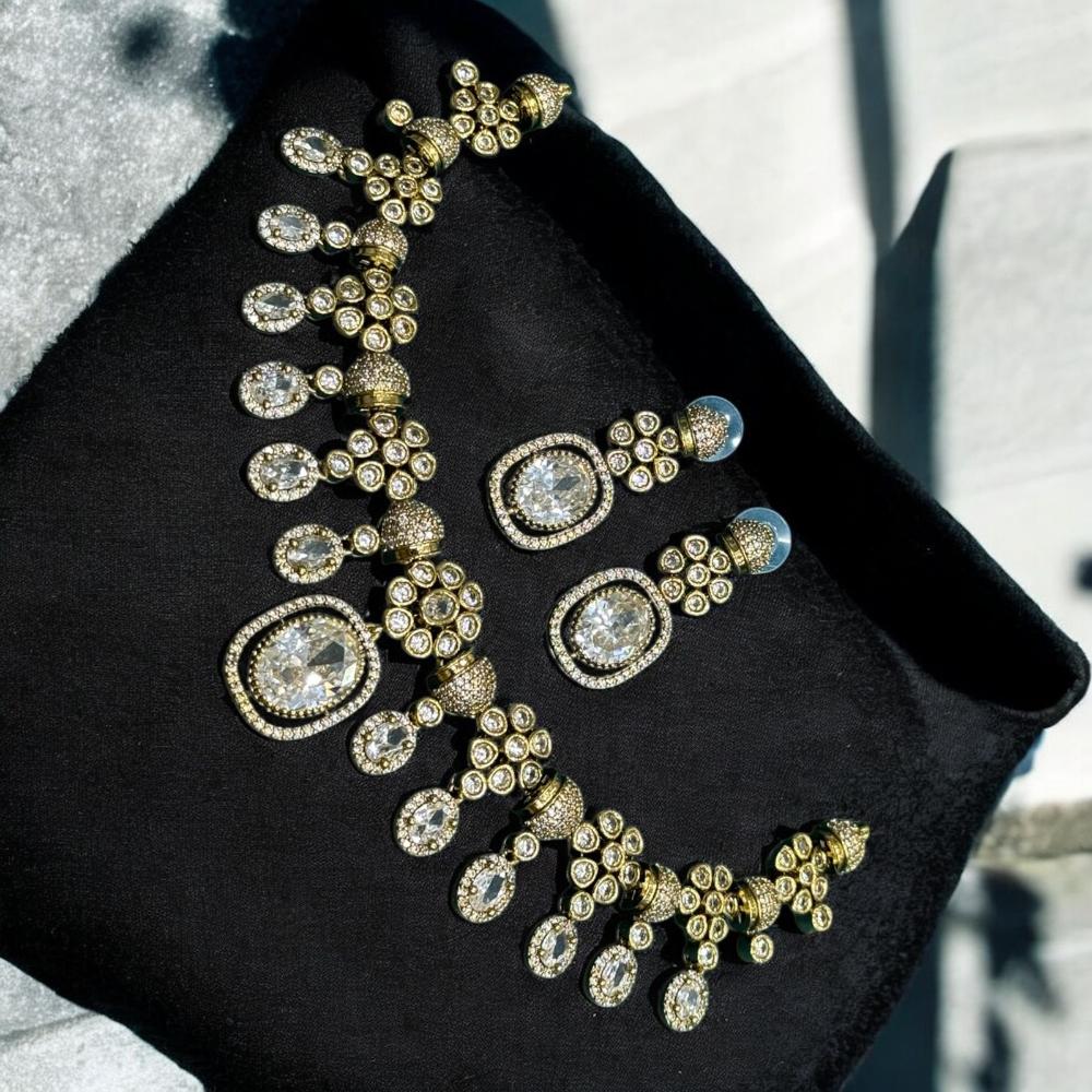 Sona Covering Gold Plated Austrian Stone Necklace Set