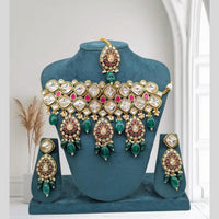 Sona Covering Gold Plated Kundan Stone And Pearl Choker Necklace Set
