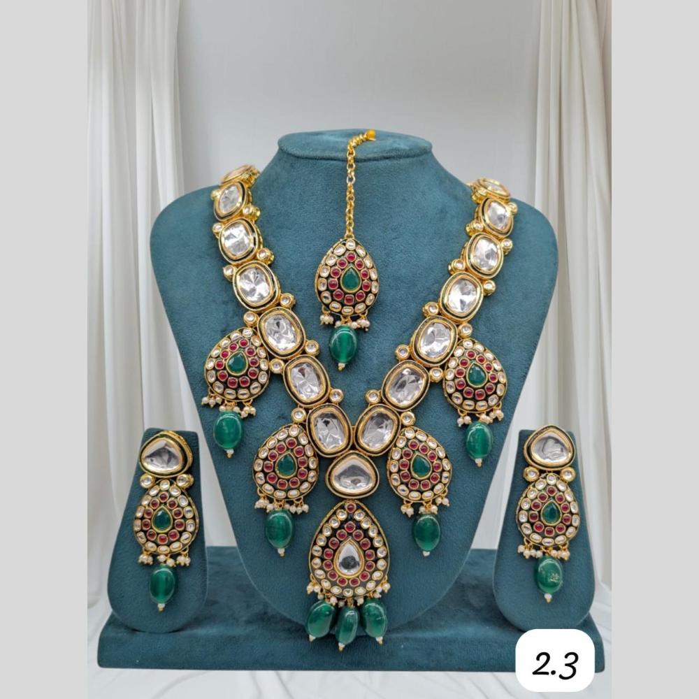 Sona Covering Gold Plated Kundan Stone And Pearl Necklace Set
