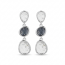 Urthn Beautiful Silver Plated Rasin Stone Long Dangler Earrings for Women Trendy Ethnic Jewellery(Pack Of 3)