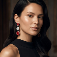 Urthn Beautiful Silver Plated Rasin Stone Long Dangler Earrings for Women Trendy Ethnic Jewellery