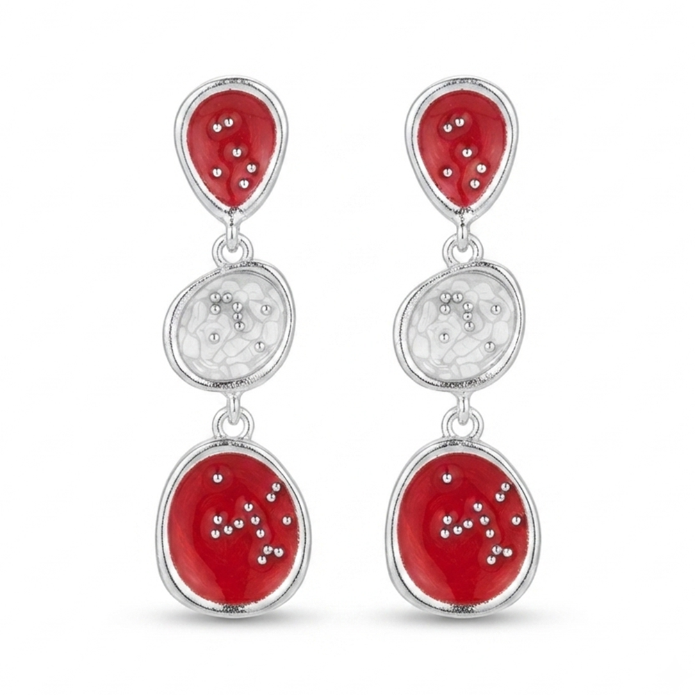 Urthn Beautiful Silver Plated Rasin Stone Long Dangler Earrings for Women Trendy Ethnic Jewellery(Pack Of 3)