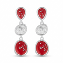 Urthn Beautiful Silver Plated Rasin Stone Long Dangler Earrings for Women Trendy Ethnic Jewellery(Pack Of 3)