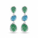 Urthn Beautiful Silver Plated Rasin Stone Long Dangler Earrings for Women Trendy Ethnic Jewellery(Pack Of 3)