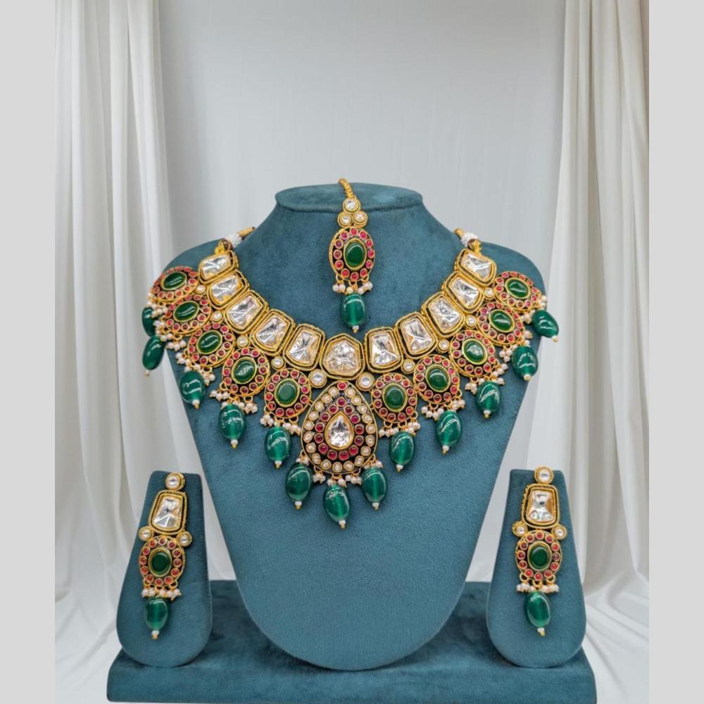 Sona Covering Gold Plated Kundan Stone And Pearl Necklace Set