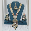 Sona Covering Gold Plated Kundan Stone And Pearl Long Necklace Set