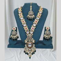 Sona Covering Gold Plated Kundan Stone And Pearl Long Necklace Set