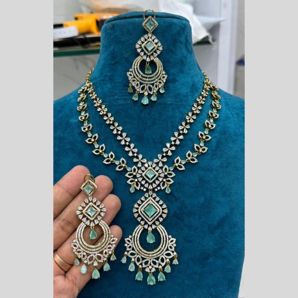 Sona Covering Gold Plated American Diamond Long Necklace Set