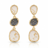 Urthn Beautiful Gold Plated Rasin Stone Long Dangler Earrings for Women Trendy Ethnic Jewellery(Pack Of 3)
