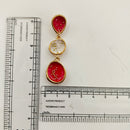 Urthn Beautiful Gold Plated Rasin Stone Long Dangler Earrings for Women Trendy Ethnic Jewellery(Pack Of 3)