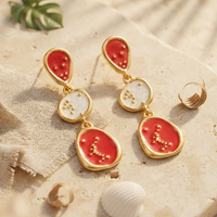 Urthn Beautiful Gold Plated Rasin Stone Long Dangler Earrings for Women Trendy Ethnic Jewellery