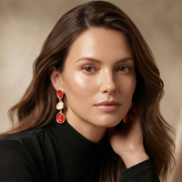 Urthn Beautiful Gold Plated Rasin Stone Long Dangler Earrings for Women Trendy Ethnic Jewellery(Pack Of 3)