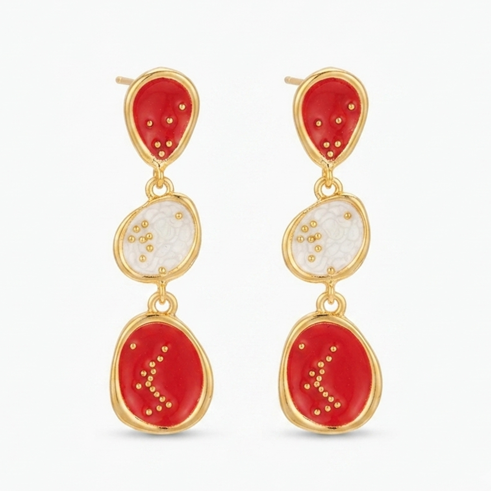 Urthn Beautiful Gold Plated Rasin Stone Long Dangler Earrings for Women Trendy Ethnic Jewellery(Pack Of 3)