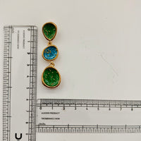 Urthn Beautiful Gold Plated Rasin Stone Long Dangler Earrings for Women Trendy Ethnic Jewellery(Pack Of 3)