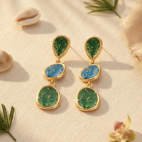 Urthn Beautiful Gold Plated Rasin Stone Long Dangler Earrings for Women Trendy Ethnic Jewellery
