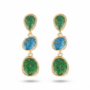 Urthn Beautiful Gold Plated Rasin Stone Long Dangler Earrings for Women Trendy Ethnic Jewellery(Pack Of 3)