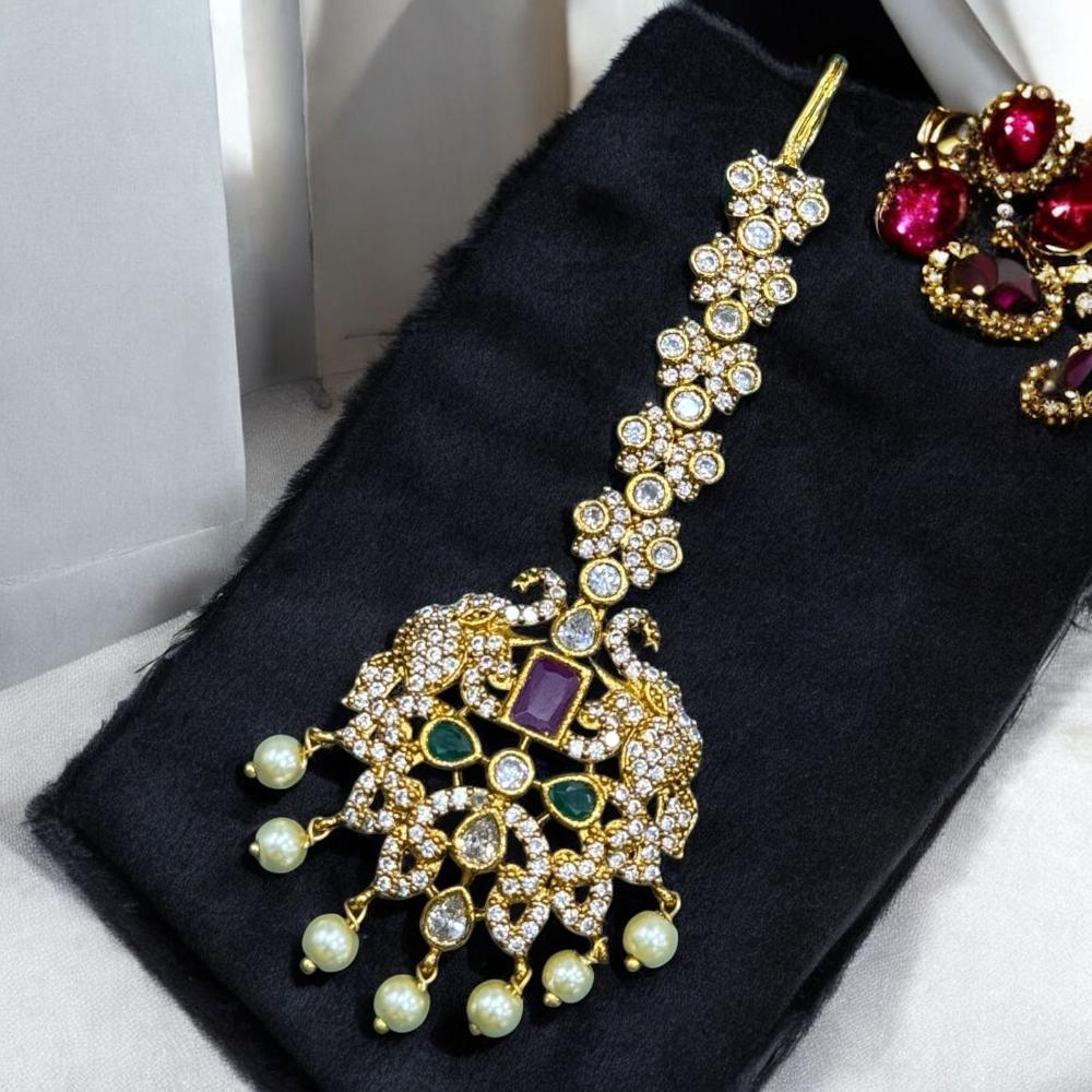 Sona Covering Elegant Gold Plated Pota Stone And Austrian Mangtikka