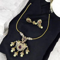 Sona Covering Gold Plated Pota Stone And Austrian Necklace Set