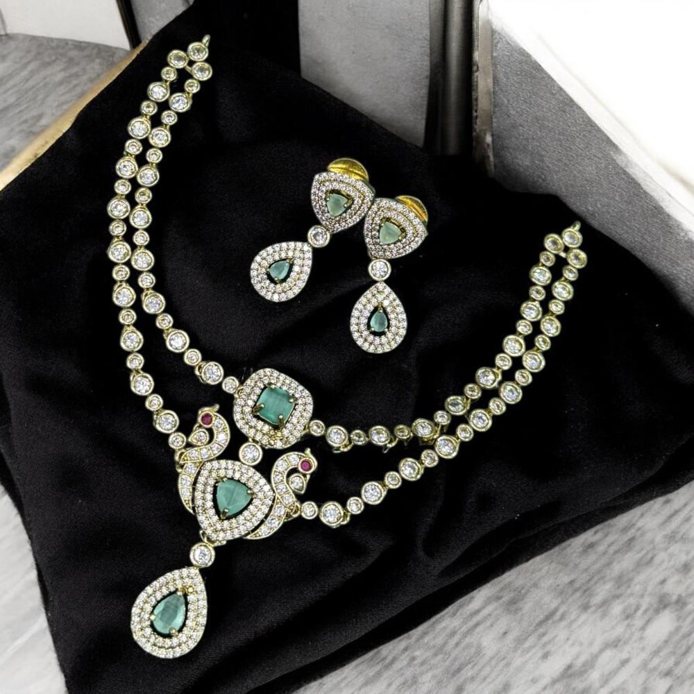 Sona Covering Gold Plated American Diamond And Austrian Stone Necklace Set