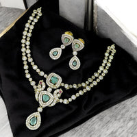 Sona Covering Gold Plated American Diamond And Austrian Stone Necklace Set