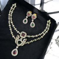Sona Covering Gold Plated American Diamond And Austrian Stone Necklace Set