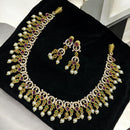 Sona Covering Gold Plated Pota Stone And Austrian Necklace Set